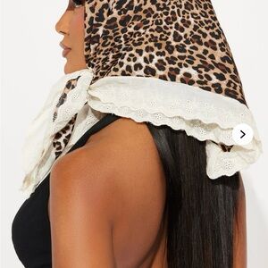Leopard Print Headscarf Baseball Cap Lace Trim